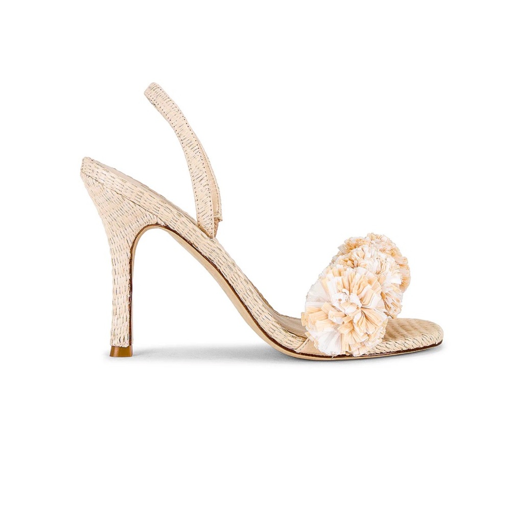Larroude Marylin Heeled Raffia Sandal in Natural Size‎ 5.5